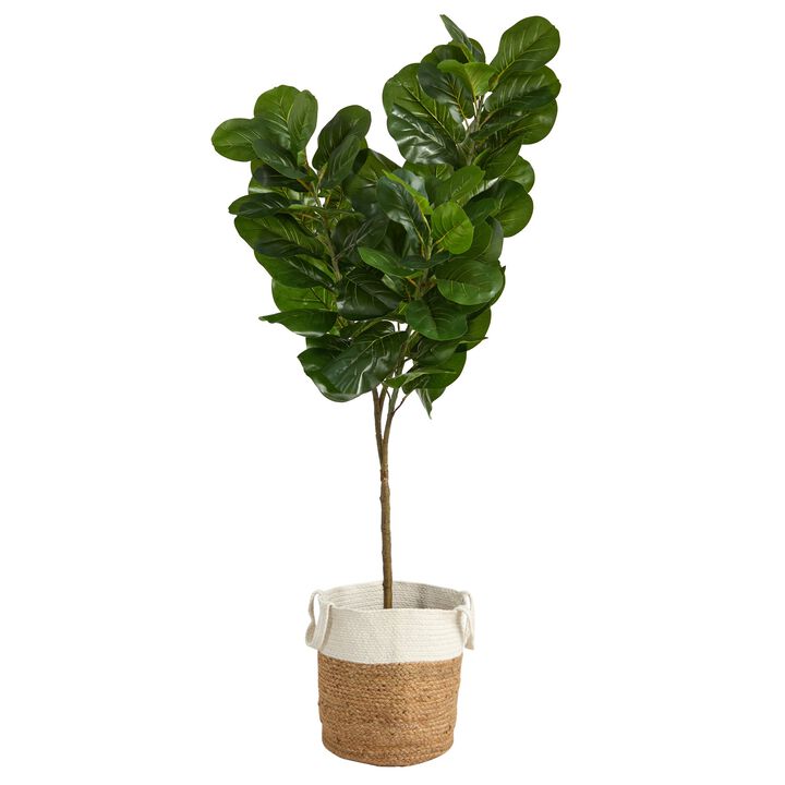 Hivvago 6 Feet Fiddle Leaf Fig Artificial Tree in Handmade Natural Jute and Cotton Planter