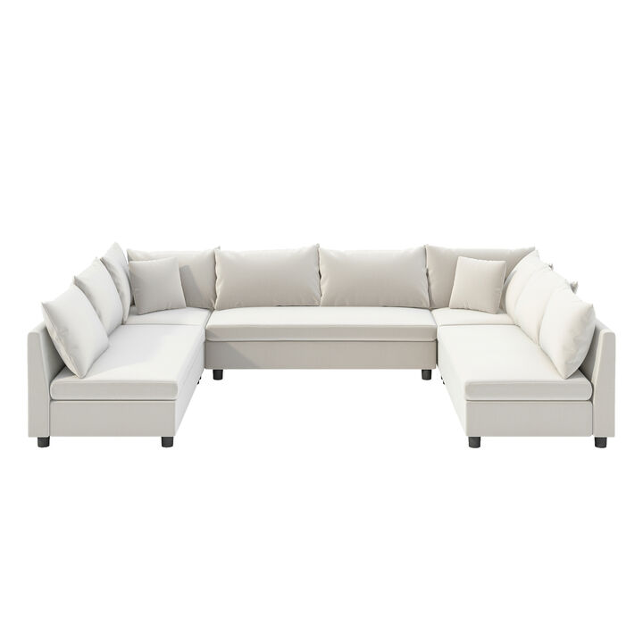 Merax Modular Chenille Sectional Sofa Convertible Sofa for Living Room