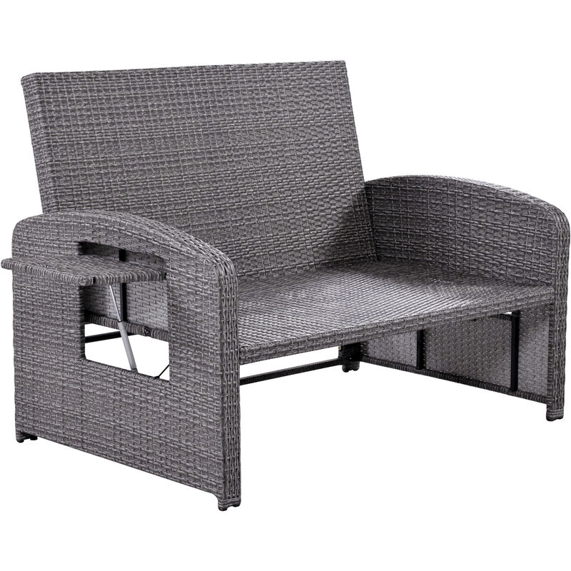 Merax Casual PE Wicker Rattan Double Chaise Lounge Daybed