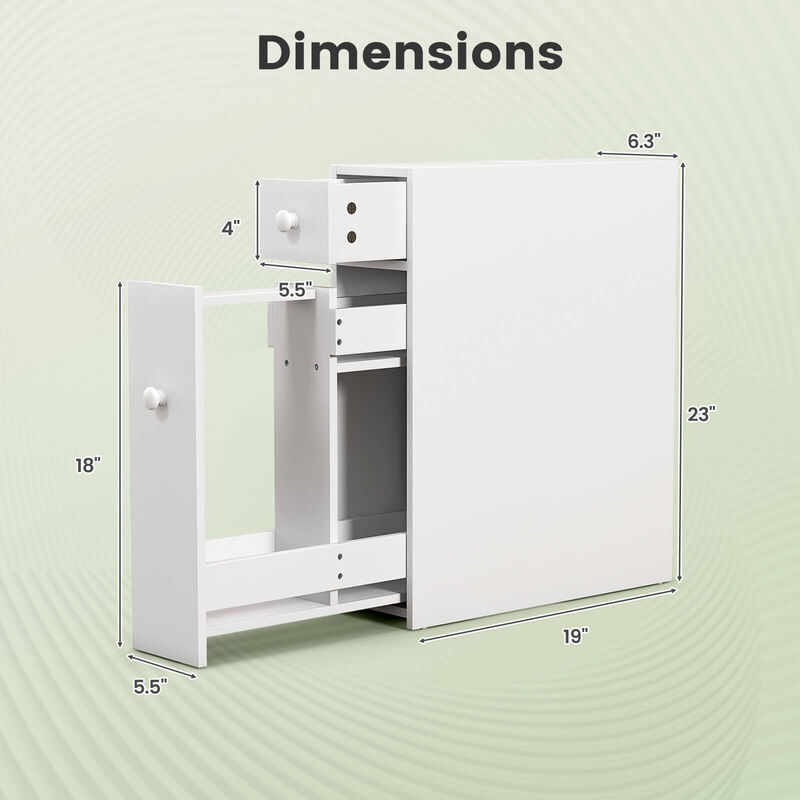 Costway Bathroom Floor Cabinet Toilet Narrow Storage Organizer with Flip Top White