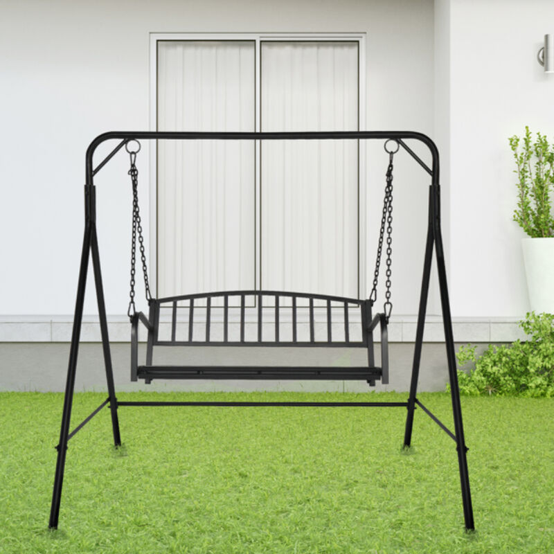 Sturdy Iron Art Swing with Vertical Bar Backrest and 200kg Capacity