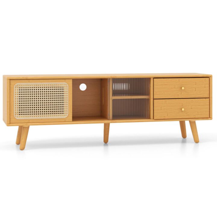 Hivvago Bamboo TV Stand for TV up to 65 Inch-Natural
