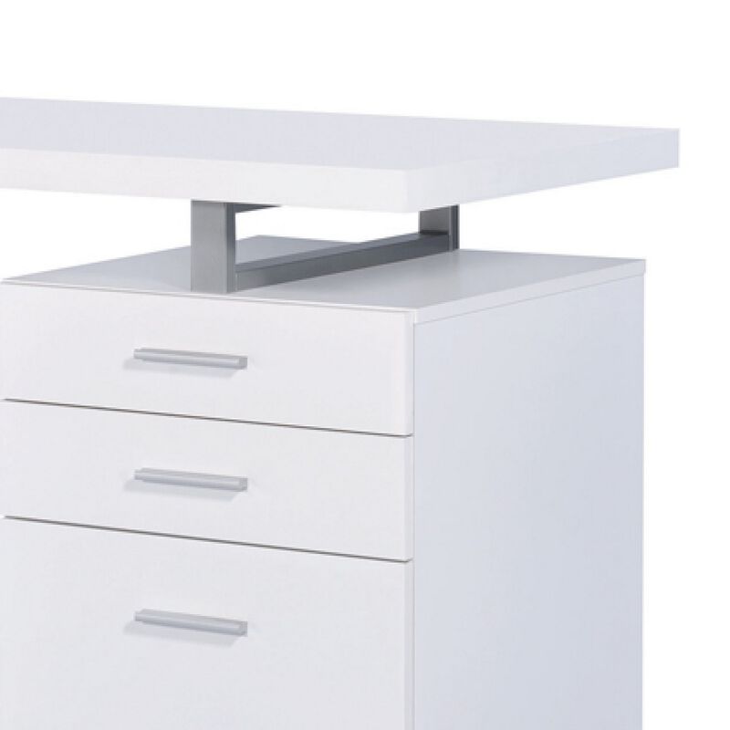 Superb white Office Desk with Reversible Set Up-Benzara