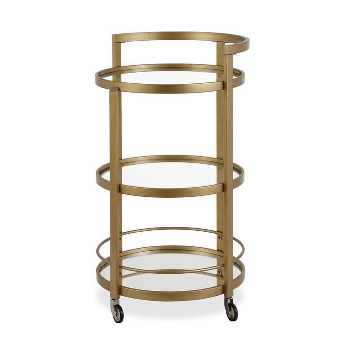 Hudson&Canal Hause 21'' Wide Round Bar Cart in Brass