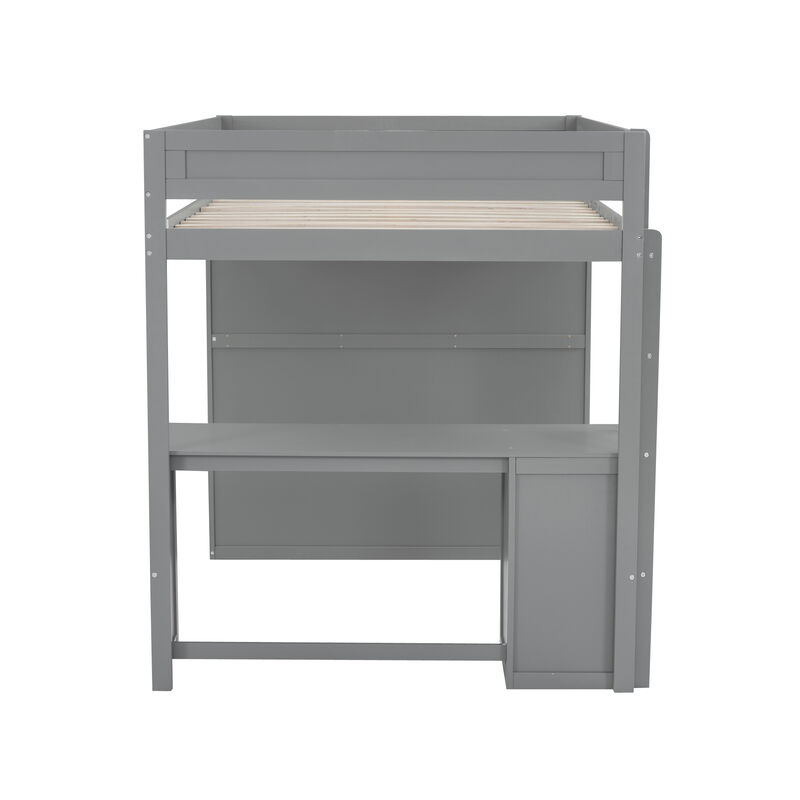 Merax Wood  Loft Bed with Wardrobes and  Cabinet