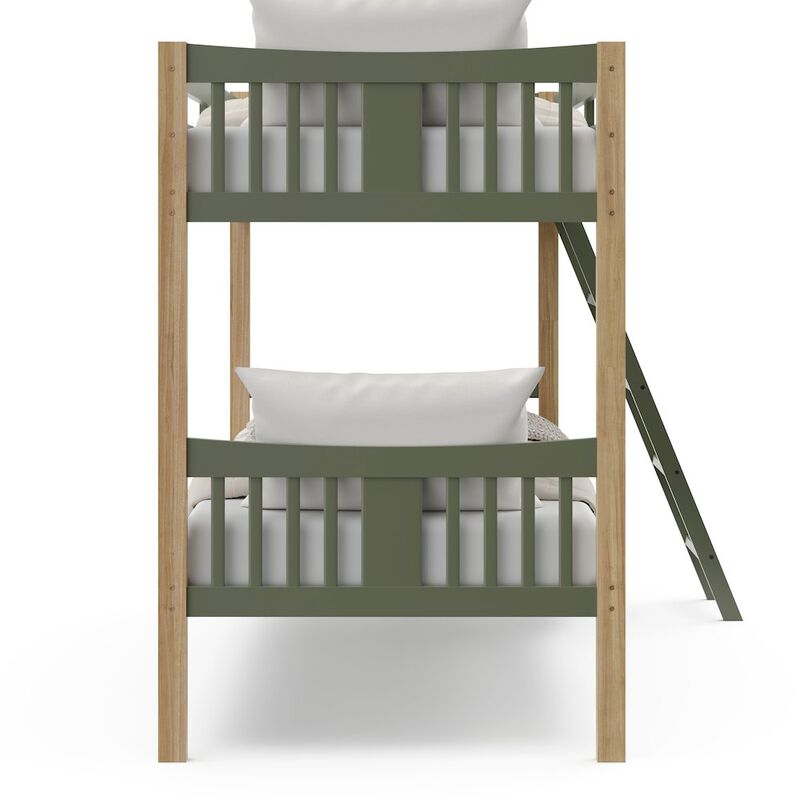 Storkcraft Caribou Twin-over-Twin Bunk Bed (Olive with Natural)