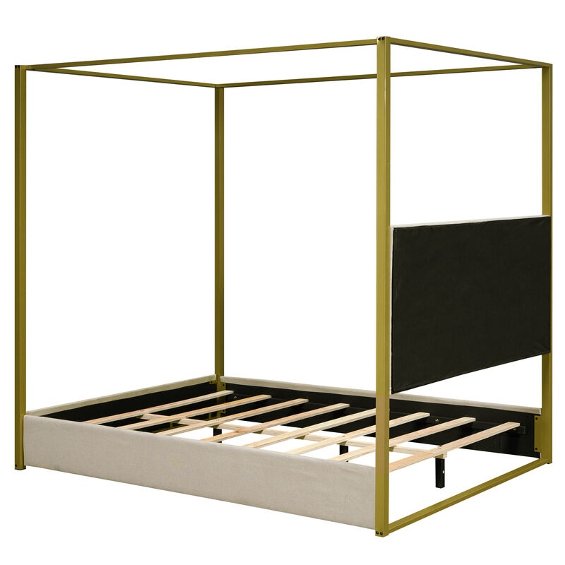Merax Upholstery Canopy Platform Bed