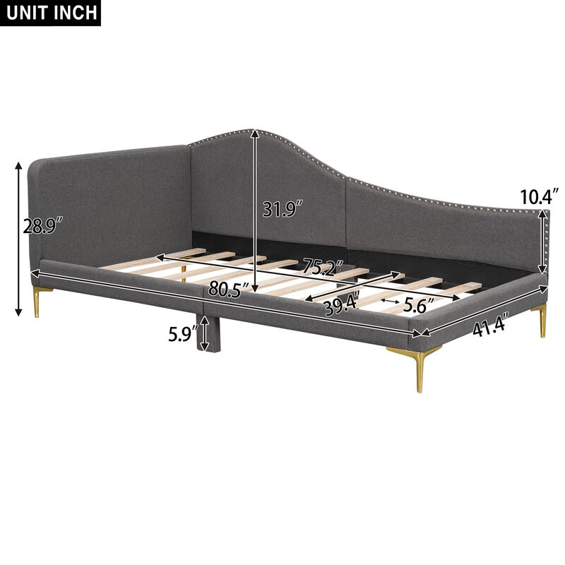 Merax Upholstered Daybed with Headboard and Armrest