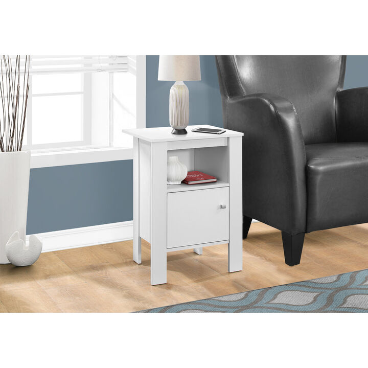 Monarch Specialties I 2137 Accent Table, Side, End, Nightstand, Lamp, Storage, Living Room, Bedroom, Laminate, White, Transitional