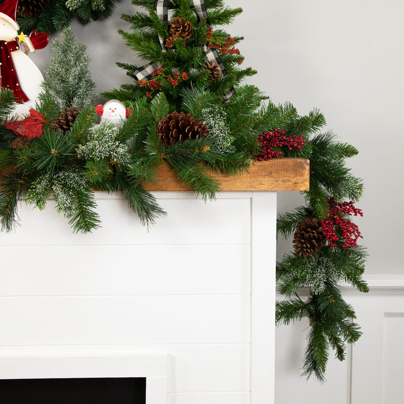 9' x 12" Mixed Green Beaver Pine Artificial Christmas Garland  Unlit