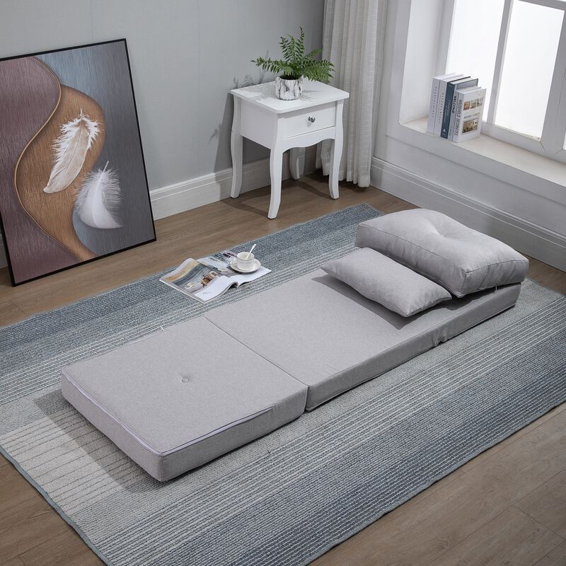 Light Grey Floor Seat: Convertible Folding Chair/Sofa Bed