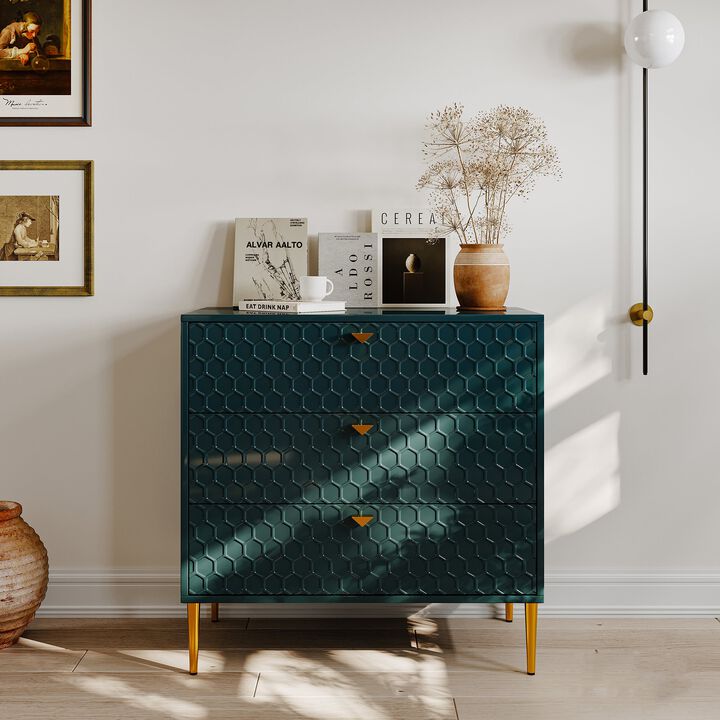 White Accent Storage Cabinet with 3-Drawer Chest
