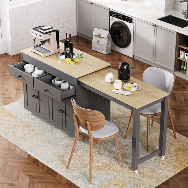 Merax Rolling Kitchen Island on Wheels with Spice Rack