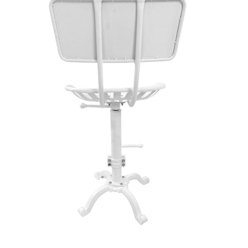 Carolina Living August Tractor Seat Barstool with Back - White