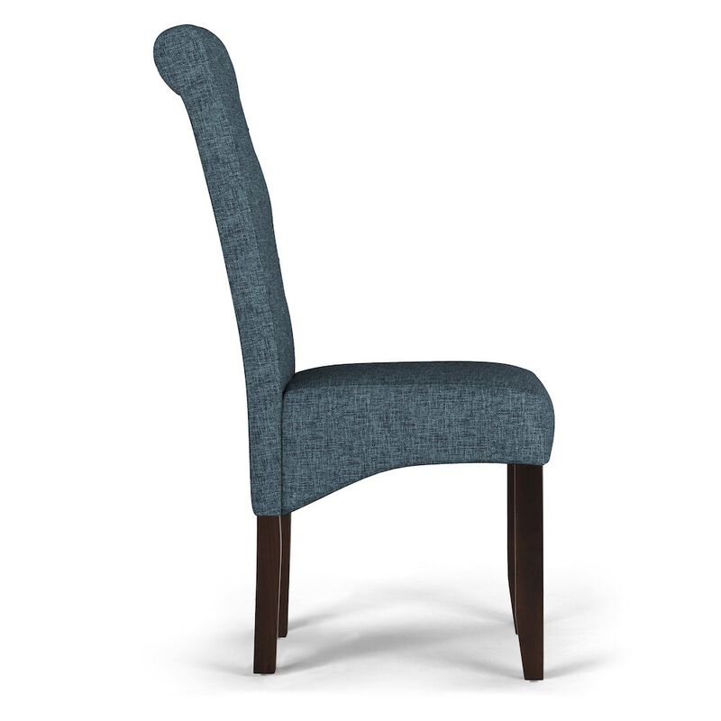 Simpli Home Cosmopolitan Solid Wood Deluxe Tufted Parson Chair (Set Of 2) In Denim Blue