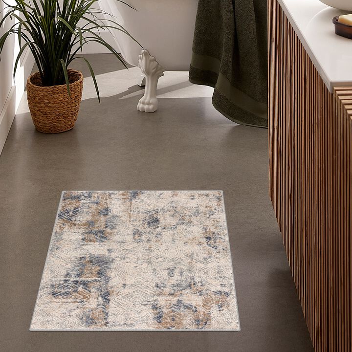 Vogue Contemporary Coastal Navy Beige Indoor Area Rug