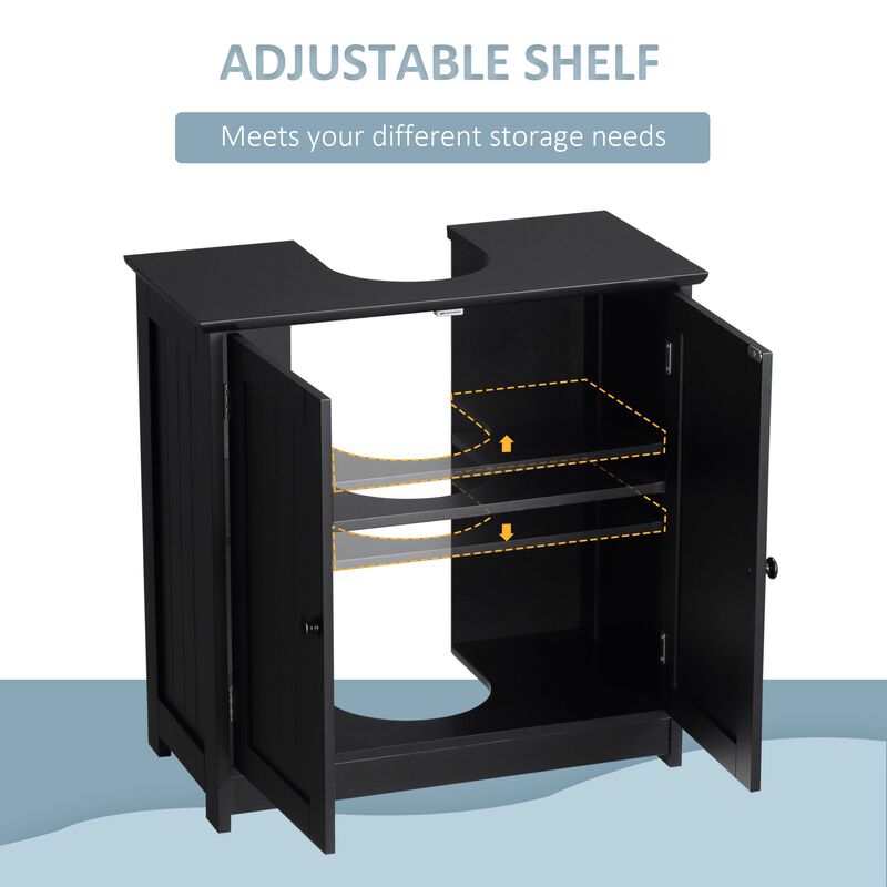 Black Bathroom Storage: Under Sink Cabinet with 2 Doors and Shelf