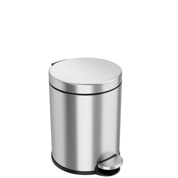 iTouchless 1.3 Gallon / 4.9 Liter SoftStep Round Step Pedal Trash Can