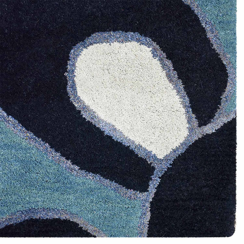 RUGSOTIC CARPETS HAND TUFTED WOOL ECO-FRIENDLY AREA RUGS  - 8'x11', Rectangle Shape, Blue, Floral Modern Design, High Pile Thick Handmade Anti Skid Area Rugs for Living Room, Bed Room (K00718)