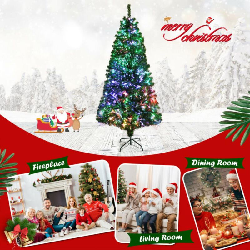 Pre-lit Multi-Colored Fiber Optic Spruce Artificial Christmas Tree