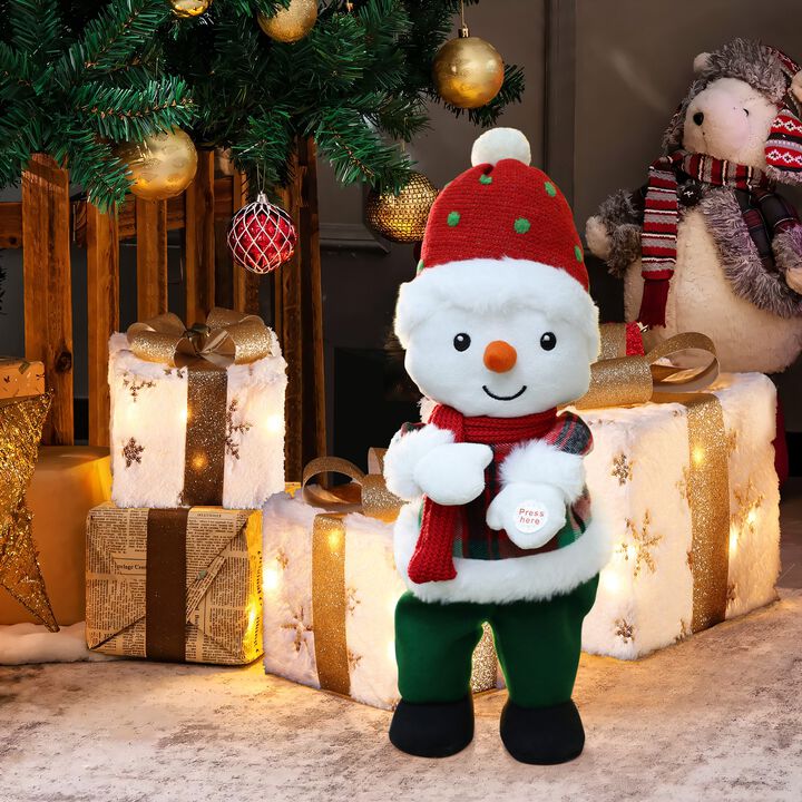 LuxenHome Animated Singing 16" Tall Snowman Holiday Decoration, Battery Operated