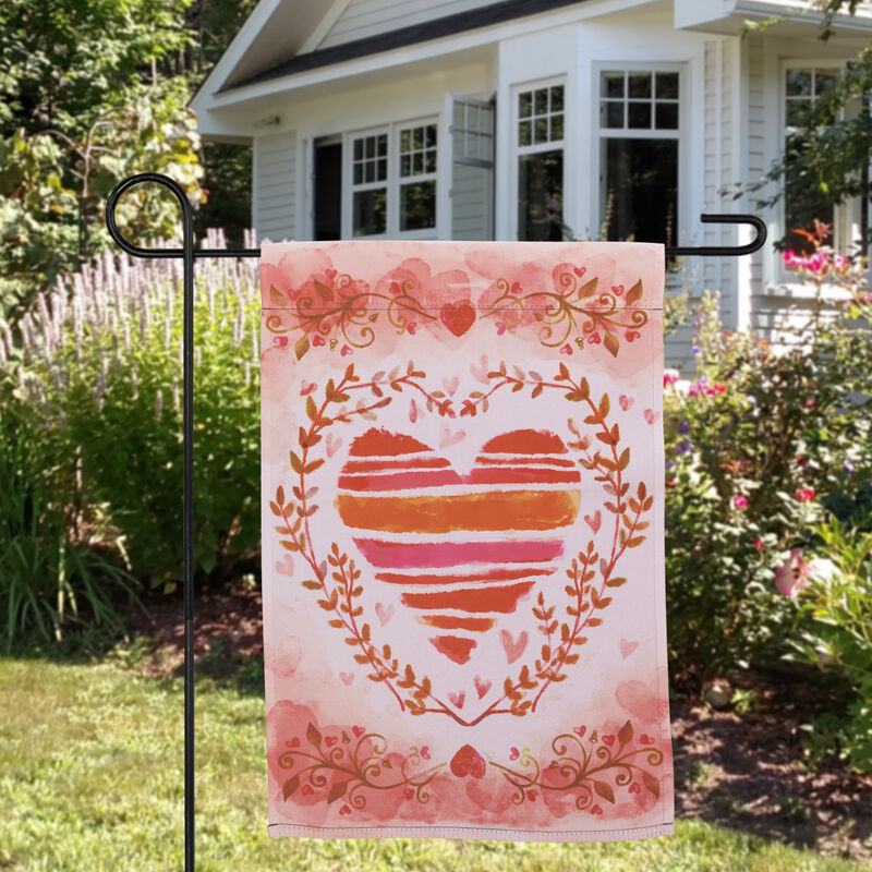 Watercolor Heart Valentine's Day Outdoor Garden Flag 18" x 12.5"