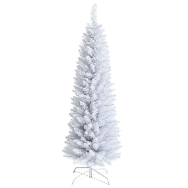 Hivvago 5/6/7 Feet Artificial Christmas Pencil Tree with Folding Metal Stand