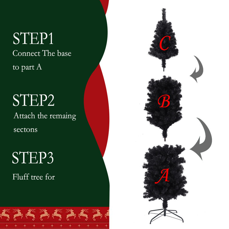 7.5FT Slim Artificial Christmas Tree Includes Foldable Metal Stand