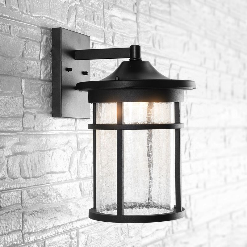 Porto Outdoor Wall Lantern Crackled Glass/Metal Integrated LED Wall Sconce