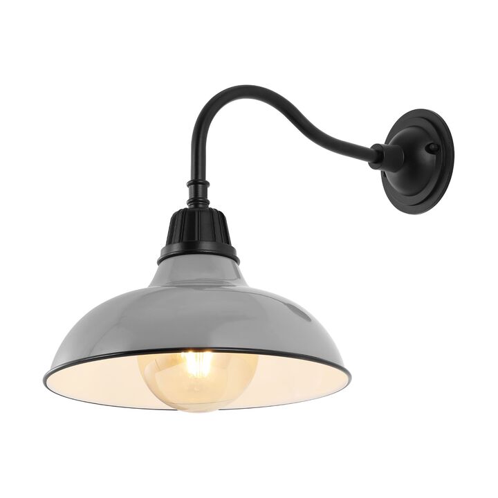 Aurora Farmhouse Industrial Indoor/Outdoor Iron LED Gooseneck Arm Outdoor Sconce