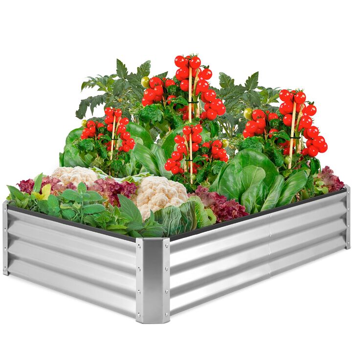 QuikFurn Silver 6 ft x 3 ft Steel Rust Resistant Open Bottom Raised Garden Planter Bed