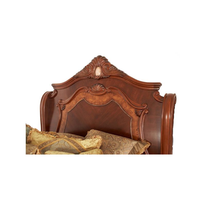 Michael Amini Cortina Queen Sleigh Bed - Honey Walnut