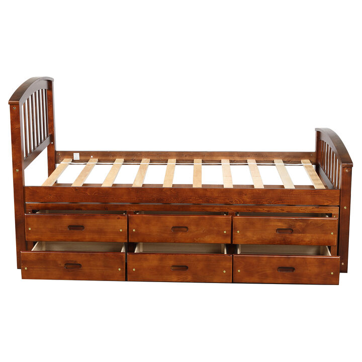 Merax Solid Wood Platform Storage Bed with 6 Drawers Merax Solid Wood Platform Storage Bed with 6 Drawers
