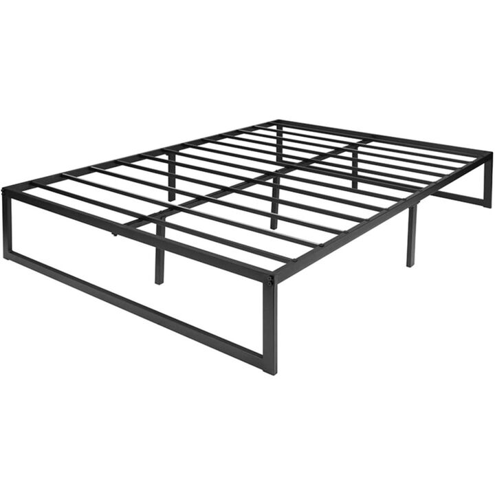 Hivvago Full Size 14 Inch High Heavy Duty Black Metal Platform Bed Frame