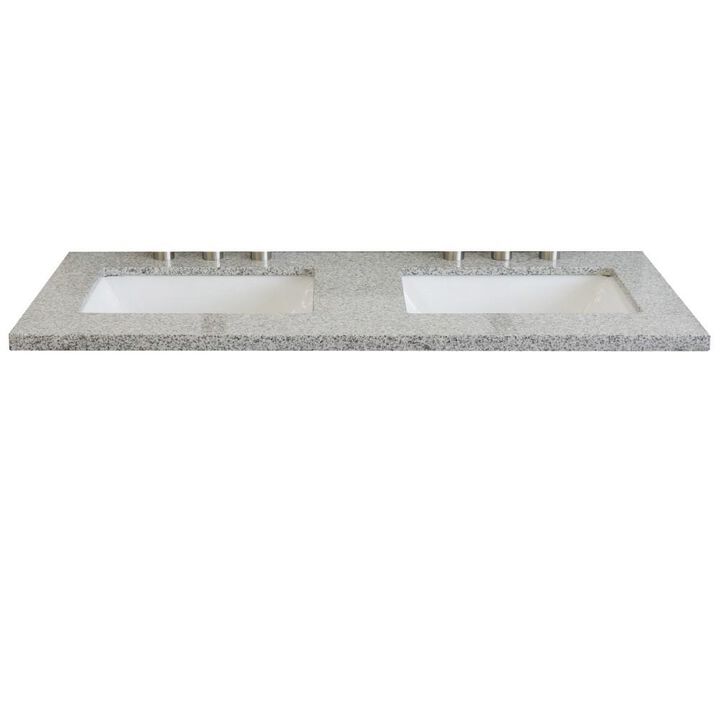BELLATERRA HOME LLC 49 Gray Granite Countertop with Double Rectangular Sinks