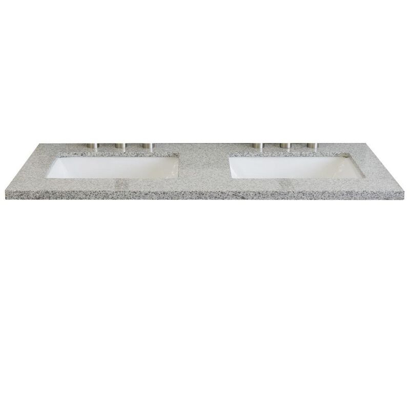 BELLATERRA HOME LLC 49 Gray Granite Countertop with Double Rectangular Sinks