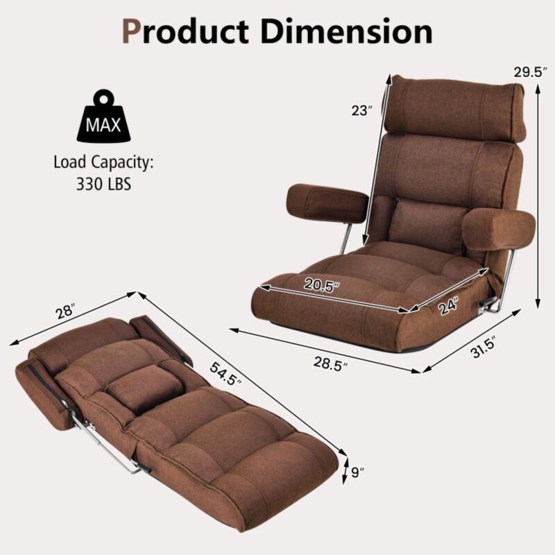 Hivvago Adjustable Folding Sofa Chair with 6 Position Stepless Back