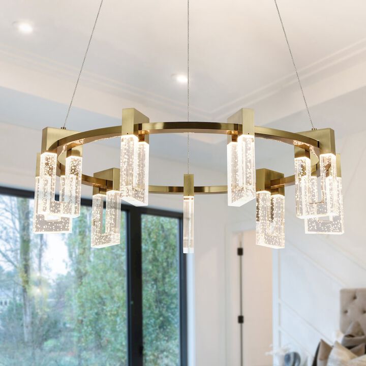 VONN Lighting 9-Light Pendant Lighting Height Adjustable Integrated LED Circular Chandelier