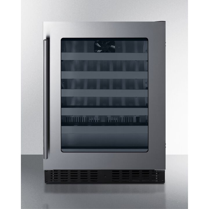 Summit ASDW2412 24 Inches Wide Built-In Wine Cellar, Black; ADA Compliant Design; Less Than 18 Inches Deep; Double Pane Tempered Glass Door; Temperature Memory Function; Reversible Door