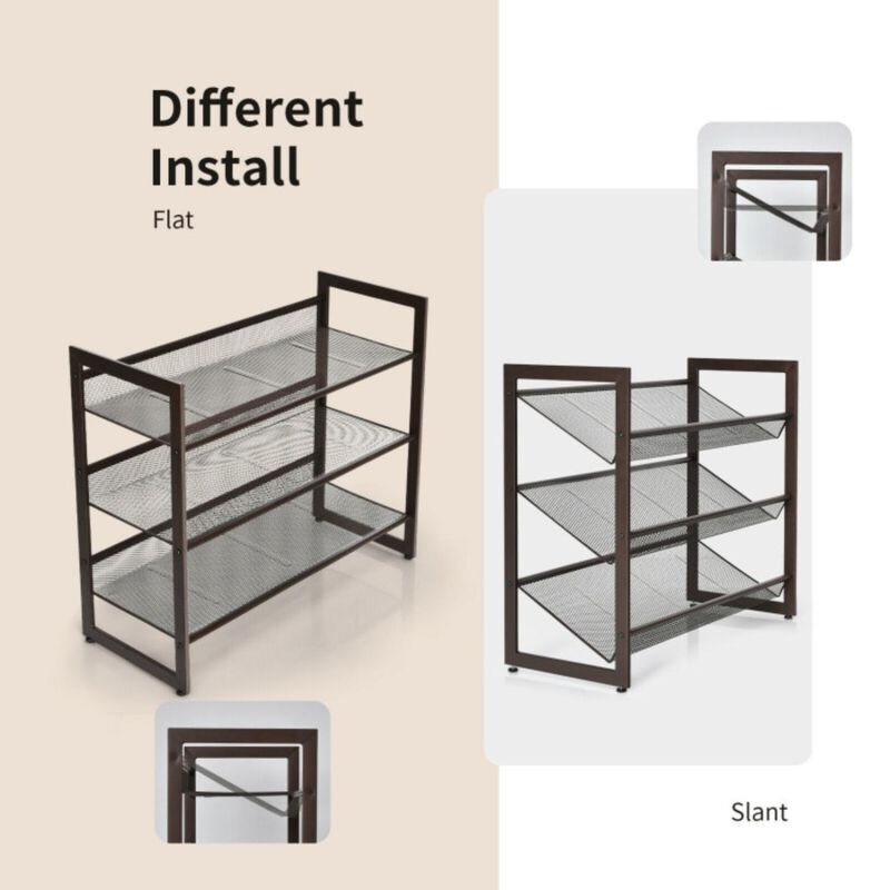 Hivvago Flat and Slant Metal Shoe Rack for Entryway Hallway