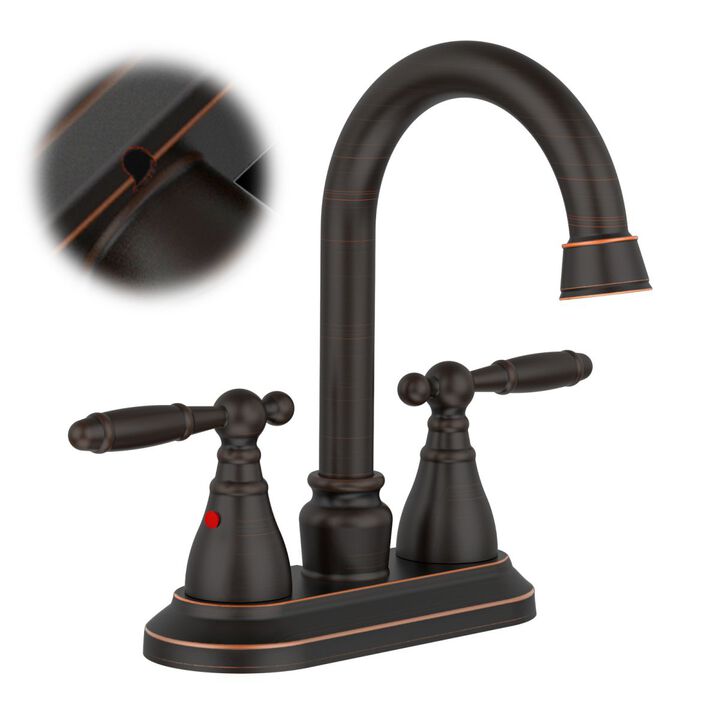 Oil-Rubbed Bronze Bathroom Faucet, 2-Handle Centerset with 360° High Arc Swivel Spout for Vanity Sink