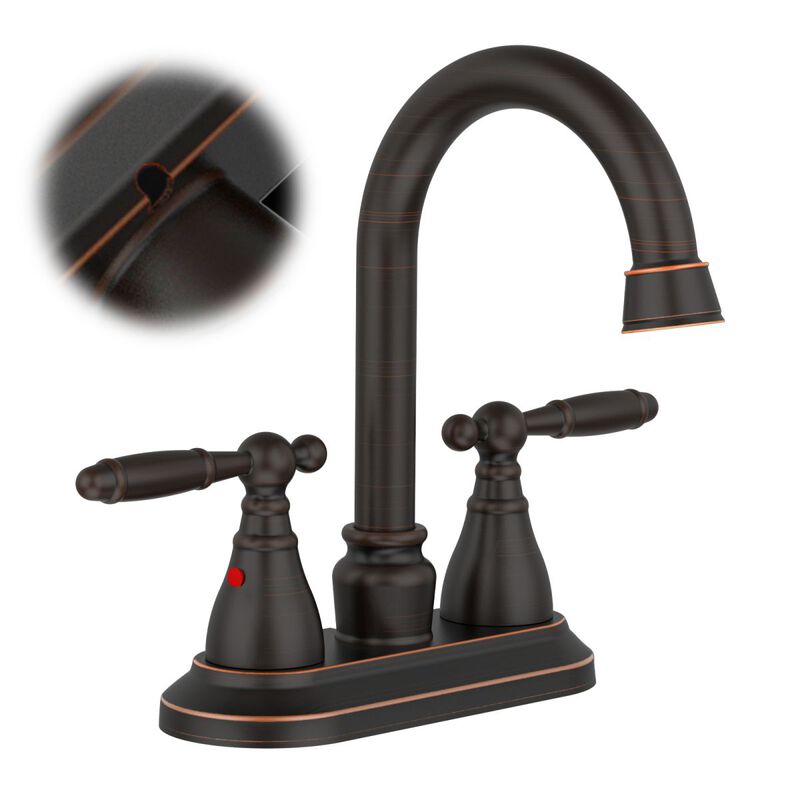 Oil-Rubbed Bronze Bathroom Faucet, 2-Handle Centerset with 360° High Arc Swivel Spout for Vanity Sink