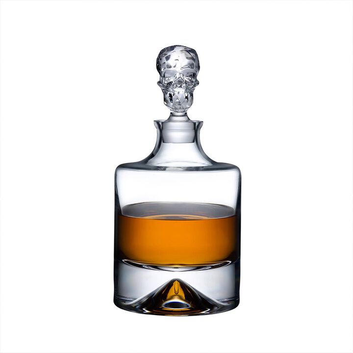 Shade Crystal Whiskey Bottle with Crystal Skull Stopper 42 oz.
