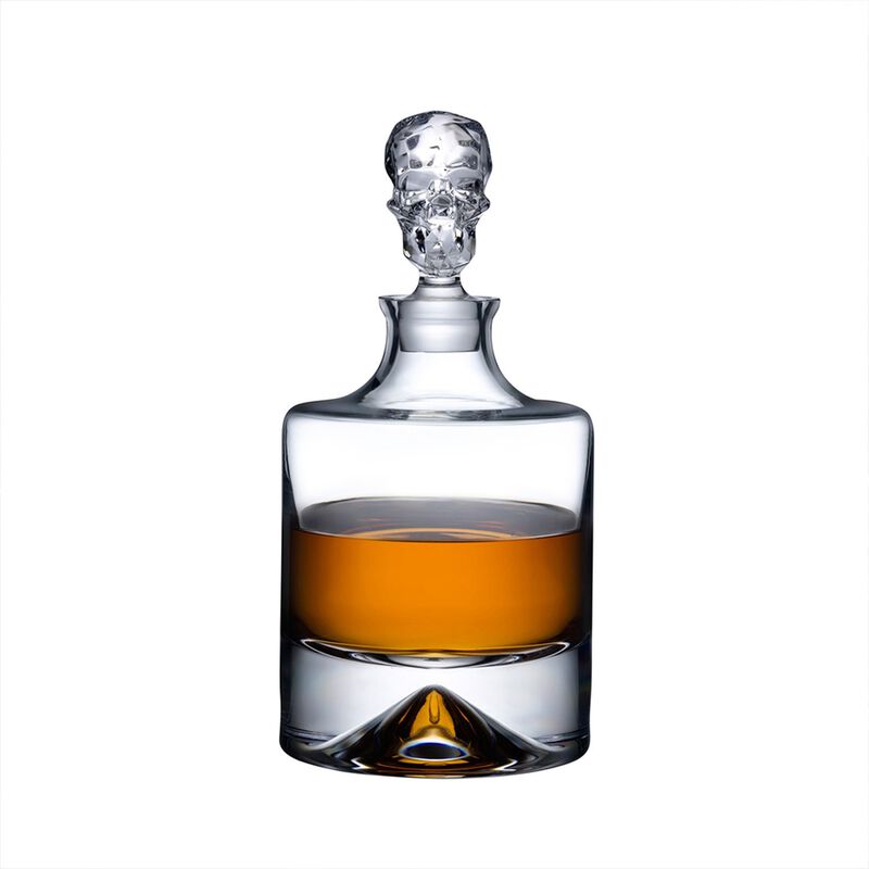 Shade Crystal Whiskey Bottle with Crystal Skull Stopper 42 oz.