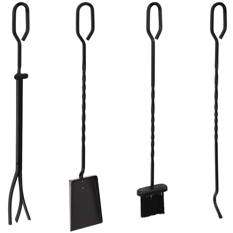 Sunnydaze 5-Piece Heavy-Duty Steel Fireplace Tool Set with Stand