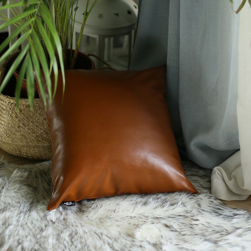 Hivvago Set of 2 Brown Patterned and Solid Throw Pillows