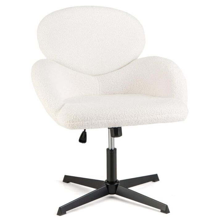 Hivvago Swivel Cross Legged Chair with Adjustable Height and Rocking Function-White