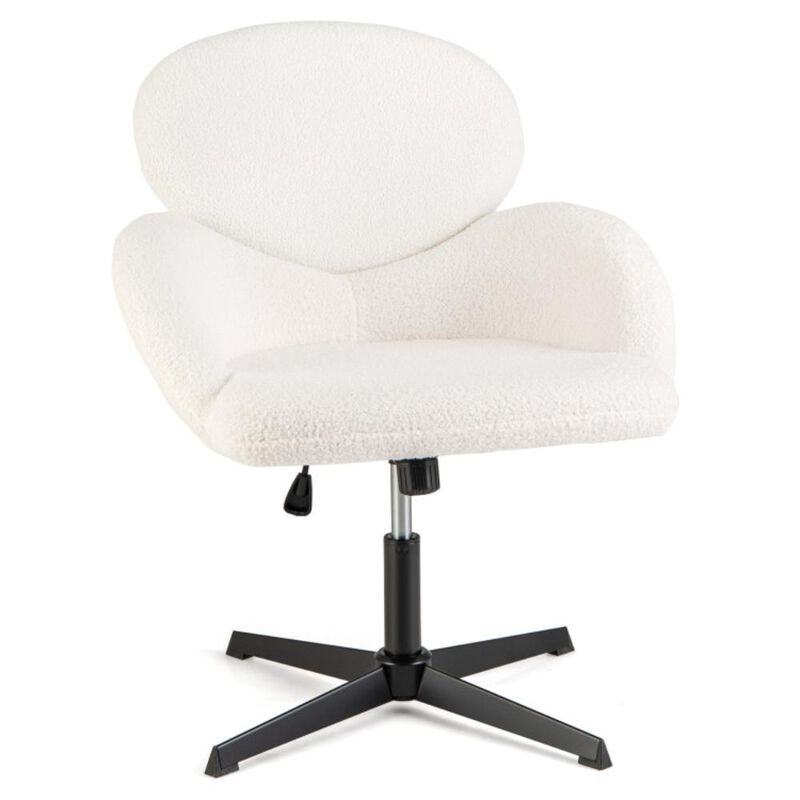 Hivvago Swivel Cross Legged Chair with Adjustable Height and Rocking Function-White