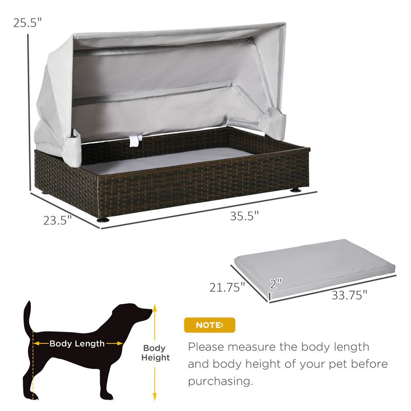 Coffee Pet Haven: Elevated Wicker Dog House with Roof for Patio