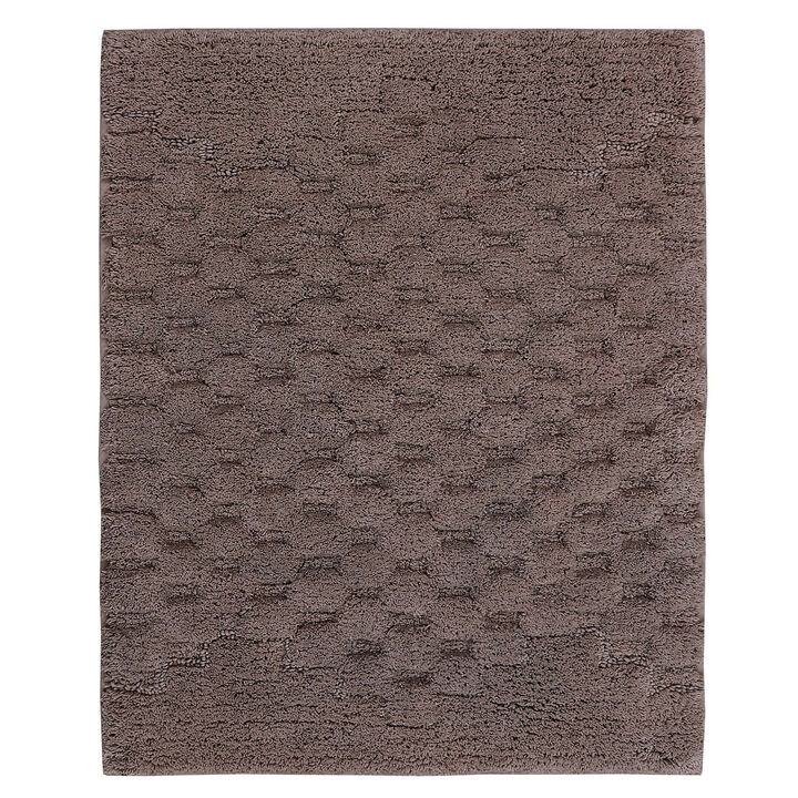 Knightsbridge Luxurious Block Pattern High Quality Year Round Cotton With Non-Skid Back Bath Rug 17" X 24" Stone